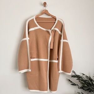 SOLD Snidel Merino Wool Cardigan in Tan/White